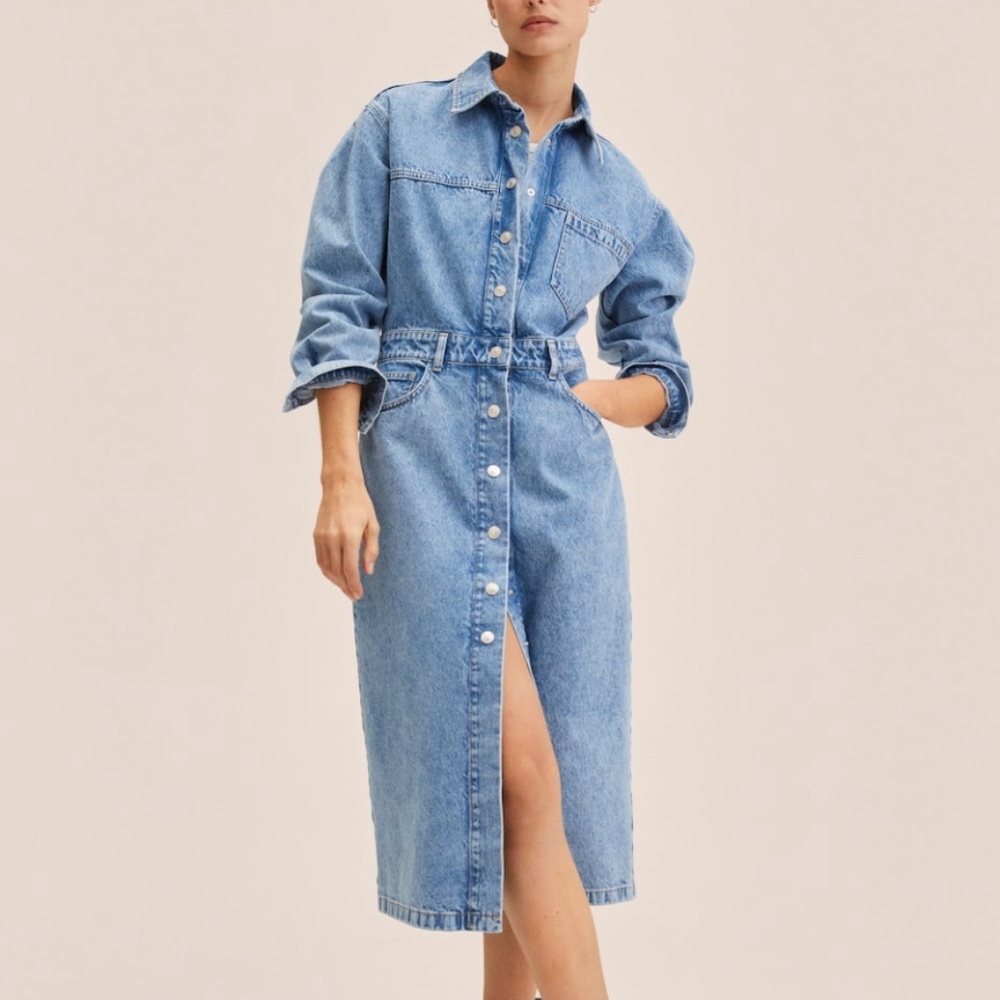 BRAND NEW Mango denim maxi long sleeve dress